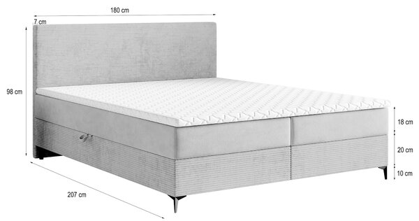 TORREL kárpitozott boxspring franciaágy 180x200 – sötétzöld
