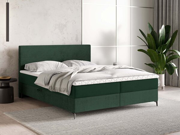 TORREL kárpitozott boxspring franciaágy 180x200 – sötétzöld
