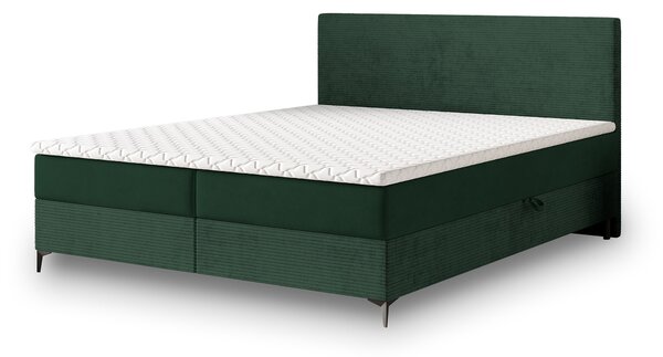 TORREL kárpitozott boxspring franciaágy 180x200 – sötétzöld