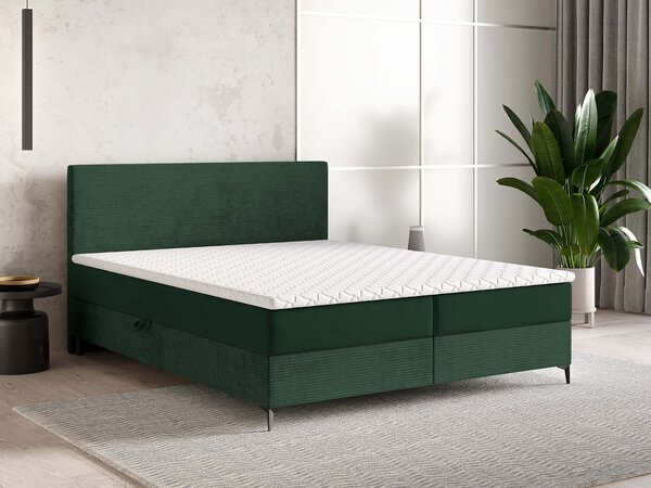 TORREL kárpitozott boxspring franciaágy 180x200 – sötétzöld