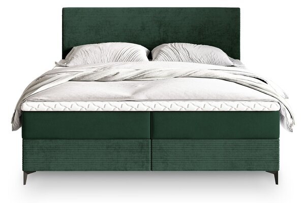 TORREL kárpitozott boxspring franciaágy 180x200 – sötétzöld
