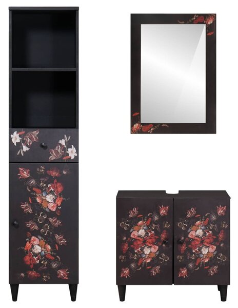 Fürdőszobai Szekrény Szett fiókkal ajtóval 3 pcs Tömör Mangófát