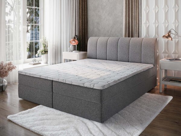 CEVANO kárpitozott boxspring ágy 160x200 - szürke