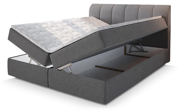 CEVANO kárpitozott boxspring ágy 160x200 - szürke