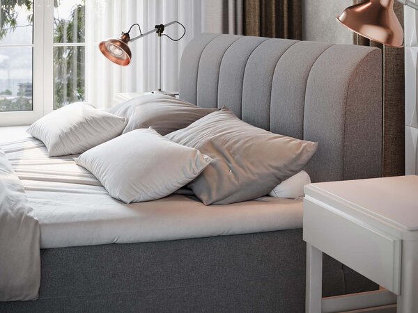 CEVANO kárpitozott boxspring ágy 160x200 - szürke