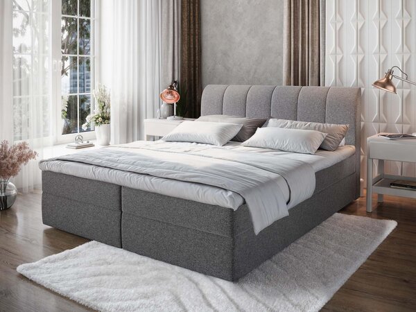 CEVANO kárpitozott boxspring ágy 160x200 - szürke