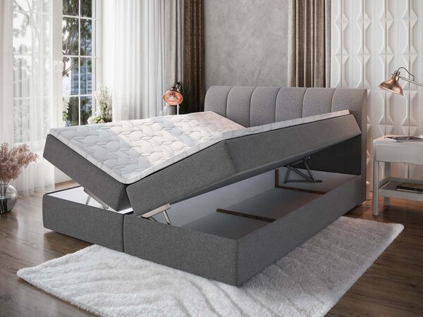 CEVANO kárpitozott boxspring ágy 160x200 - szürke