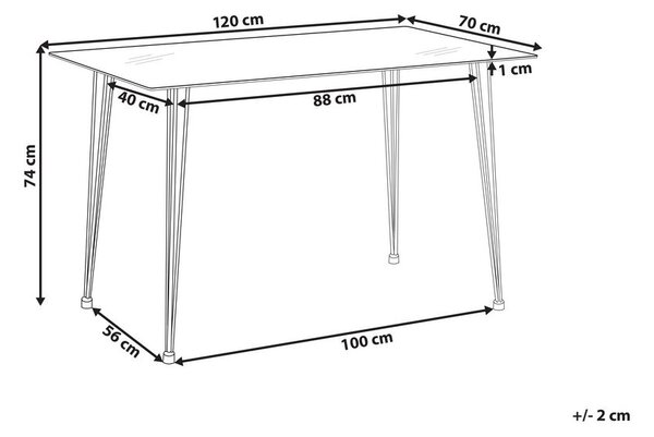 Étkezőasztal WINSTON Ezüst 120 cm 70 cm Edzett üveg