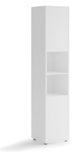 Könyvespolc Concept Lenart III, Ajtókkal, Zárt, Fiókokkal, Laminált forgácslap, 218x45x46cm, Fehér