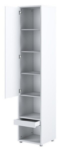 Könyvespolc Concept Pro Lenart, Zárt, Fiókokkal, Ajtókkal, Laminált forgácslap, 217x45x46cm, Fehér