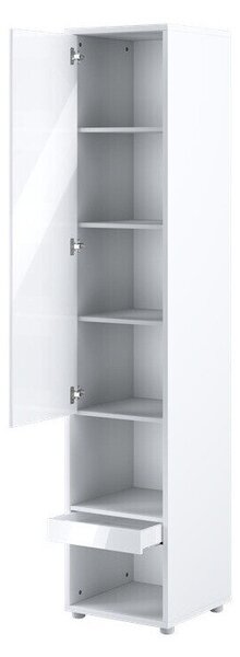 Könyvespolc Concept Pro Lenart, Zárt, Fiókokkal, Ajtókkal, Laminált forgácslap, 217x45x46cm, Fehér, Fényes fehér