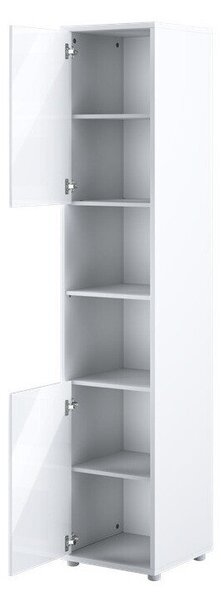 Könyvespolc Concept Pro Lenart I, Ajtókkal, Zárt, Laminált forgácslap, 217x45x46cm, Fényes fehér, Fehér