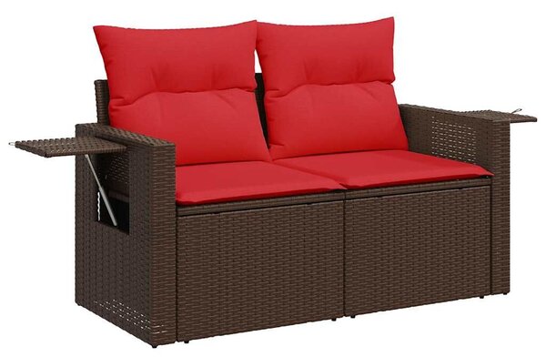 VidaXL 8 db barna polyrattan kerti kanapégarnitúra párnákkal