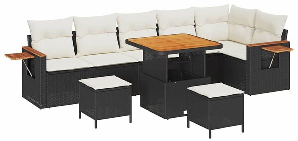 VidaXL Kerti Kanapé Szett párnával 9 pcs Fekete és Krém