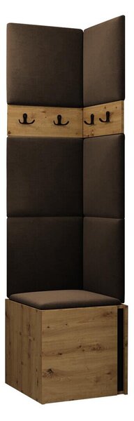 Előszoba garnitúra Pinis XXI, 186x42x46cm, Artisan tölgy, Barna, Kárpit, Laminált forgácslap