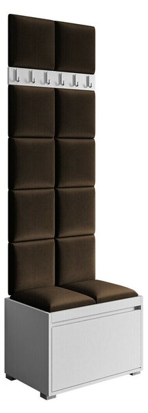 Előszoba garnitúra Comfivo Pinus VII, 207x65x34cm, Barna, Fehér, Kárpit, Laminált forgácslap