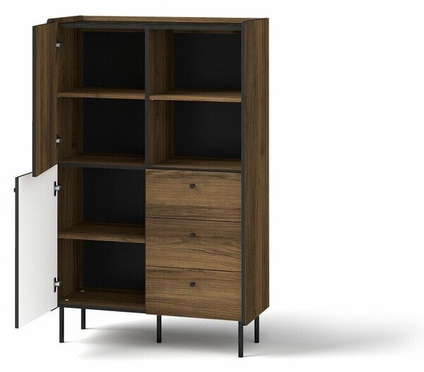 Könyvespolc Tivsali 103, Zárt, Laminált forgácslap, 140x88x40cm, Dió, Matt fekete