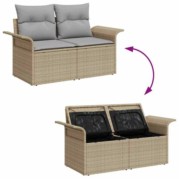 VidaXL Kerti Kanapé Szett 6 pcs Beige és Világosszürke polirattan
