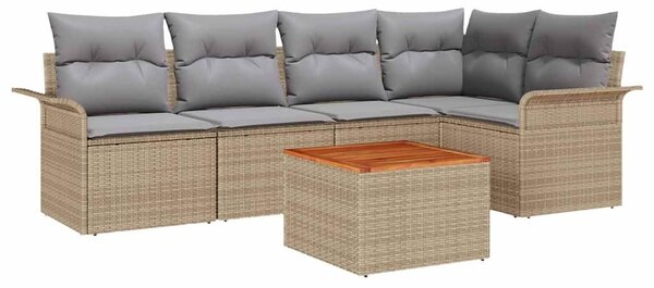 VidaXL Kerti Kanapé Szett 6 pcs Beige és Világosszürke polirattan