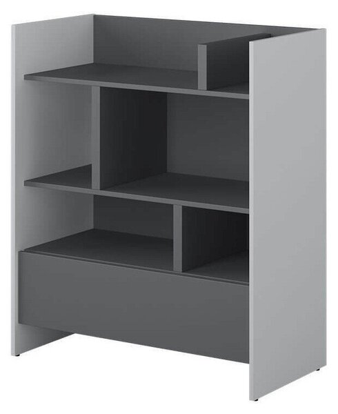Könyvespolc Concept Lenart VIII, Nyitott, Fiókokkal, Laminált forgácslap, 108x92x46cm, Grafit, Szürke