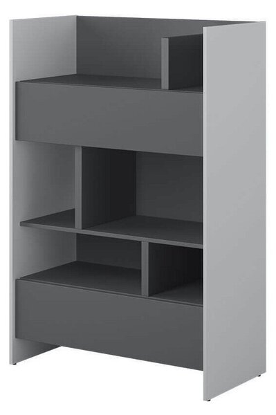 Könyvespolc Concept Lenart IX, Nyitott, Fiókokkal, Laminált forgácslap, 138x92x46cm, Grafit, Szürke