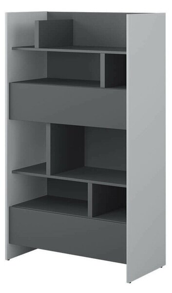 Könyvespolc Concept Lenart X, Nyitott, Fiókokkal, Laminált forgácslap, 158x92x46cm, Grafit, Szürke
