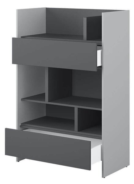 Könyvespolc Concept Lenart IX, Nyitott, Fiókokkal, Laminált forgácslap, 138x92x46cm, Grafit, Szürke