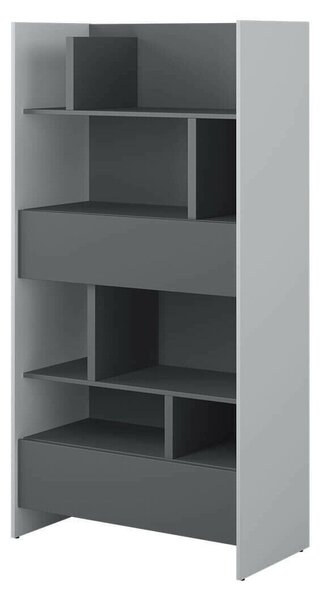 Könyvespolc Concept Lenart XI, Nyitott, Fiókokkal, Laminált forgácslap, 178x92x46cm, Grafit, Szürke