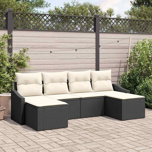 VidaXL Kert étkező szett párnával tárolóval 6 pcs Fekete és Krém