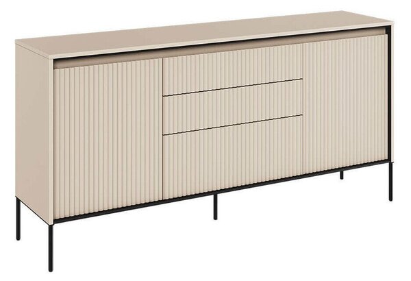 Komód Fernolu 100, Közepes sűrűségű farostlemez, Laminált forgácslap, 83x166x40cm, Bézs, Fekete