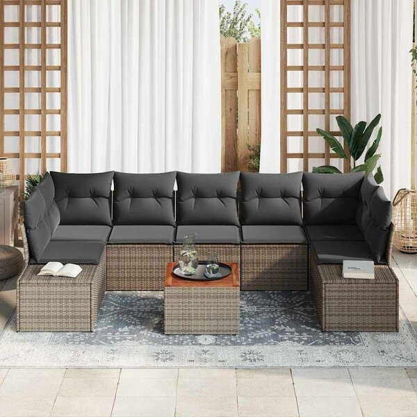 VidaXL Kerti Kanapé Szett tárolóval 8 pcs Szürke polirattan