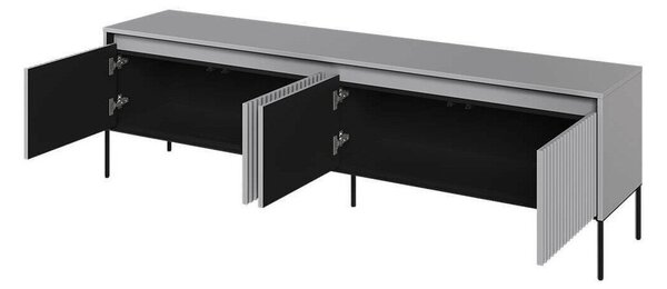 TV-állvány Fernolu 105, Közepes sűrűségű farostlemez, Laminált forgácslap, 56x193x40cm, Szürke, Fekete