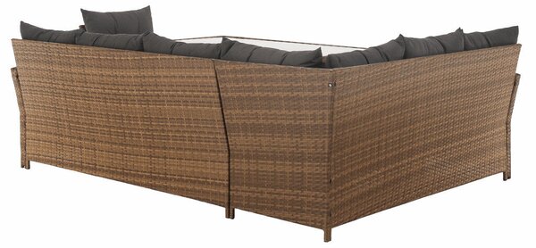 Kerti rattan szett, szürkésbarna/világosbarna, SAGIR