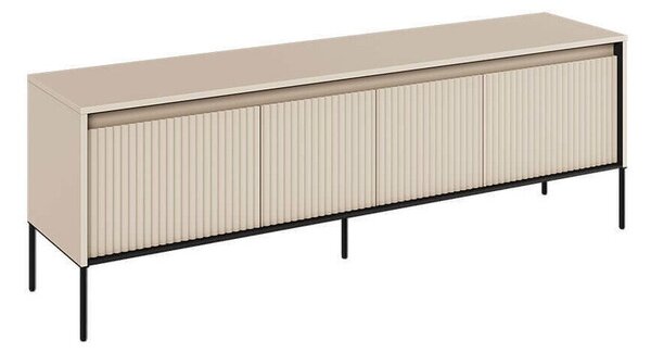 TV-állvány Fernolu 104, Közepes sűrűségű farostlemez, Laminált forgácslap, 56x167x40cm, Bézs, Fekete