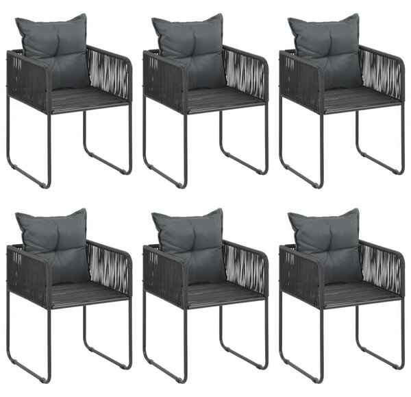 7 részes fekete PVC rattan kerti étkezőgarnitúra