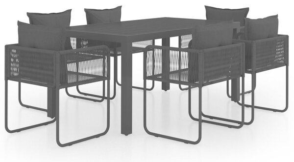 7 részes fekete PVC rattan kerti étkezőgarnitúra