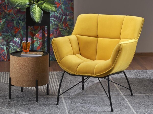 Fotel Houston 1485, Kárpit, 78x74x73cm, Sárga, Fekete