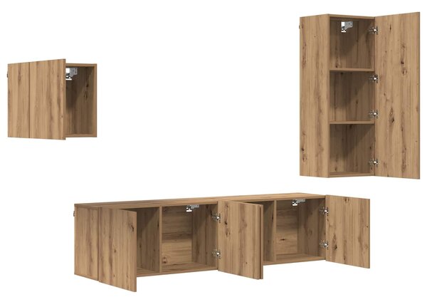 VidaXL TV szekrény Falra szerelhető 4 pcs Artisan tölgy Faanyag