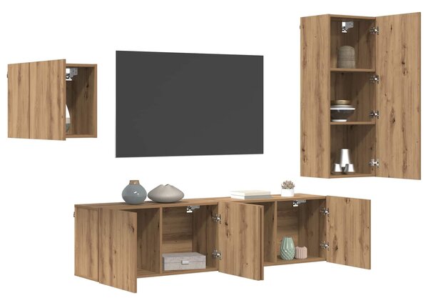 VidaXL TV szekrény Falra szerelhető 4 pcs Artisan tölgy Faanyag