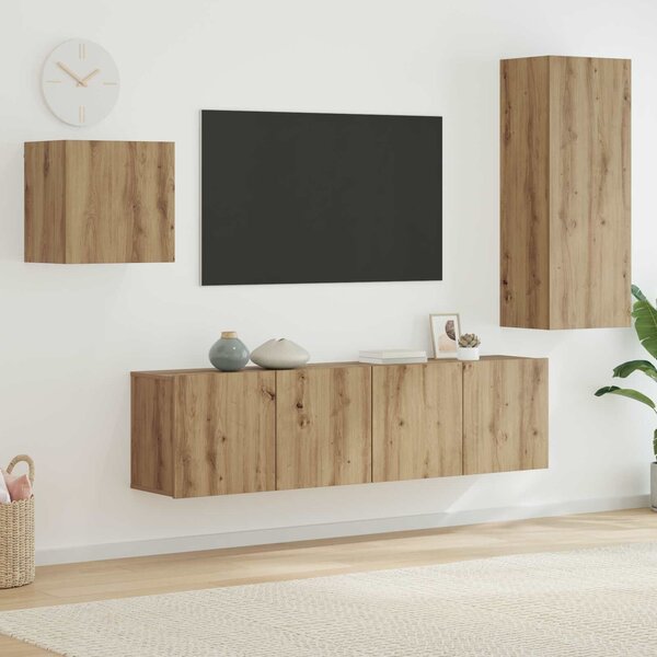VidaXL TV szekrény Falra szerelhető 4 pcs Artisan tölgy Faanyag