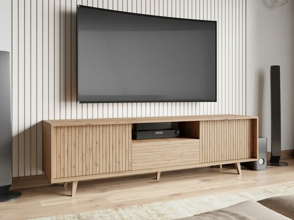 TV-állvány Comfivo Romtori I, Közepes sűrűségű farostlemez, Laminált forgácslap, 52x180x40cm, Artisan tölgy