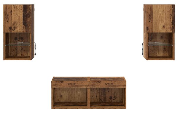 VidaXL TV Fali Szekrények 4 pcs Öreg fa 30,5 x 30 x 60 cm Faanyag
