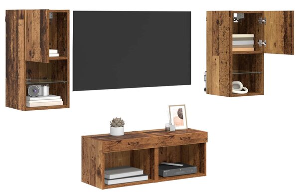 VidaXL TV Fali Szekrények 4 pcs Öreg fa 30,5 x 30 x 60 cm Faanyag