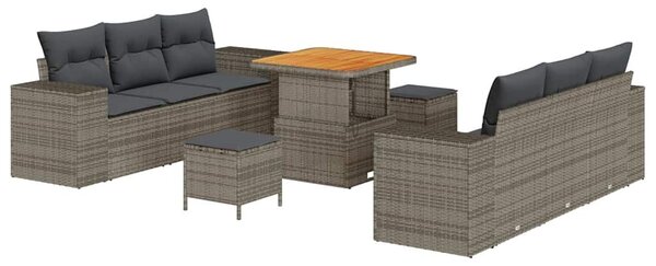 VidaXL Kerti Kanapé Szett Szürke 221 x 204 x 85 cm Poly Rattan