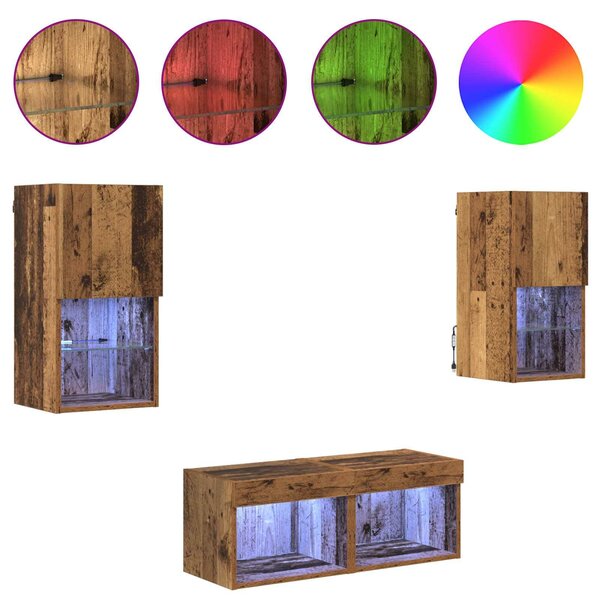 VidaXL TV Fali Szekrények 4 pcs Öreg fa 30,5 x 30 x 60 cm Faanyag