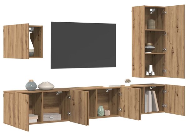 VidaXL TV faliszekrény Falra szerelhető 5 pcs Artisan tölgy Faanyag