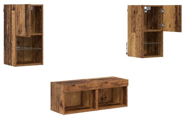 VidaXL TV Fali Szekrények 4 pcs Öreg fa 30,5 x 30 x 60 cm Faanyag