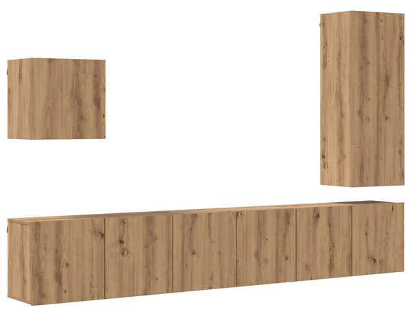VidaXL TV faliszekrény Falra szerelhető 5 pcs Artisan tölgy Faanyag