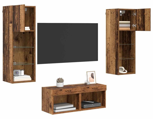 VidaXL TV Fali Szekrények 4 pcs Artisan tölgy 40 x 30 x 30 cm Faanyag