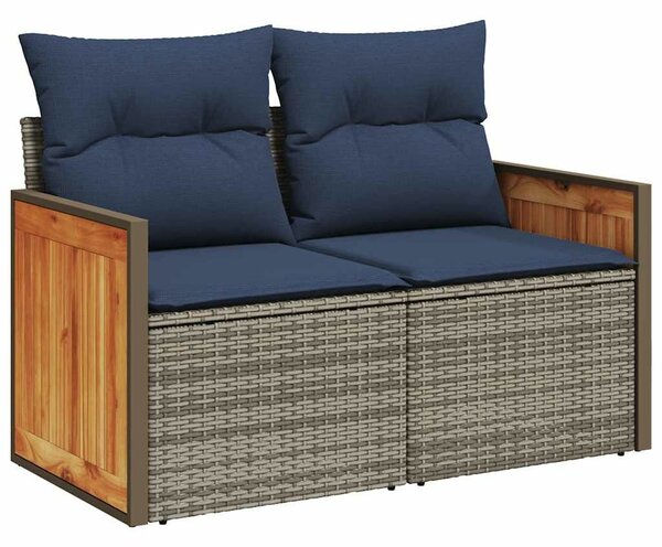 VidaXL 7 db szürke polyrattan kerti kanapégarnitúra párnákkal